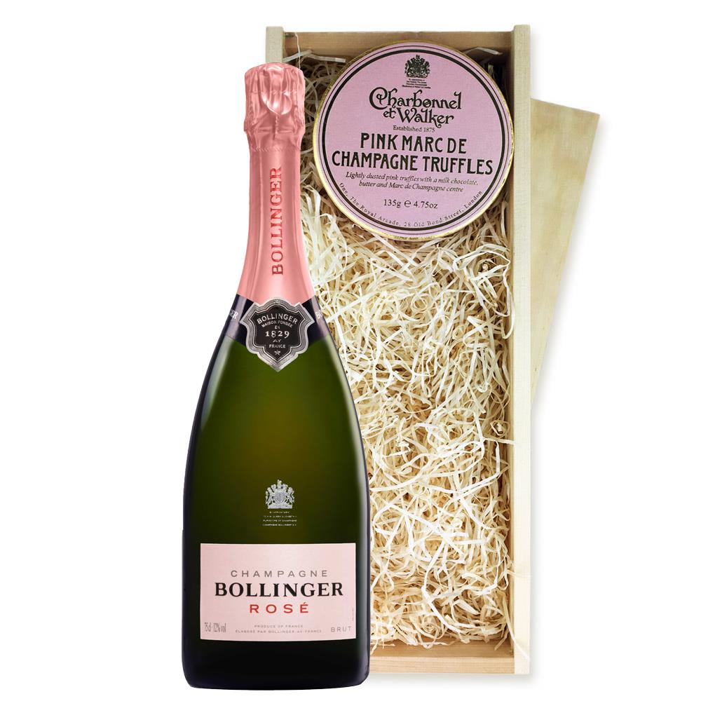 Bollinger Rose Champagne 75cl And Pink Marc de Charbonnel Chocolates Box